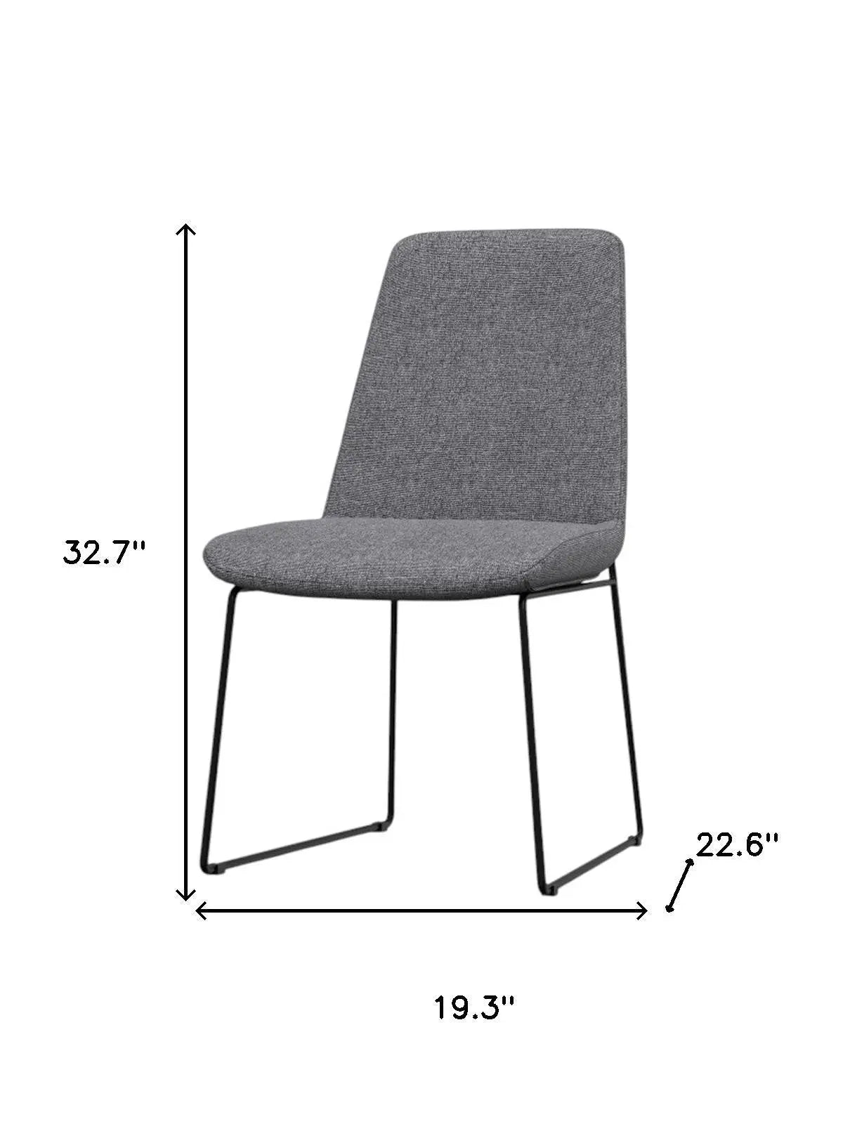 Set of Two Gray and Black Steel Dining Parsons Chairs Homeroots Kitchen & Dining
