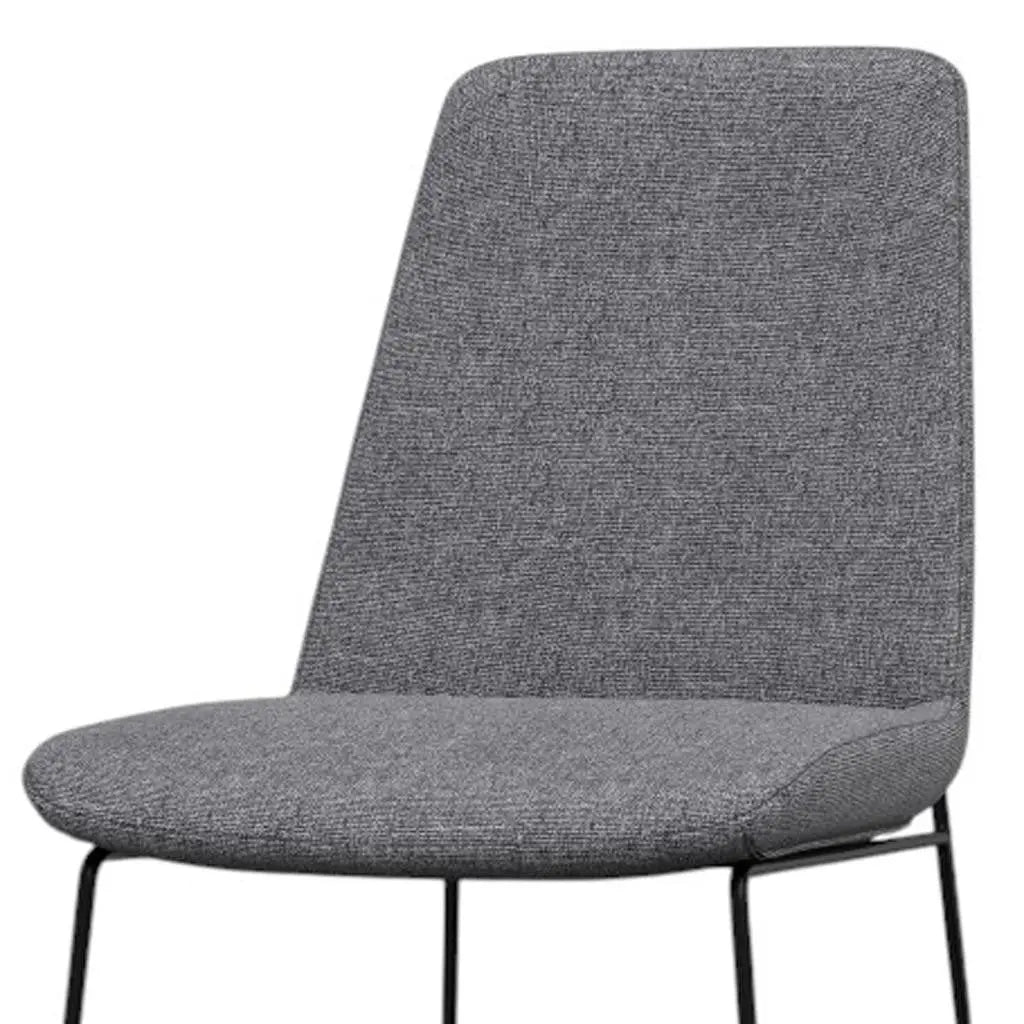 Set of Two Gray and Black Steel Dining Parsons Chairs Homeroots Kitchen & Dining