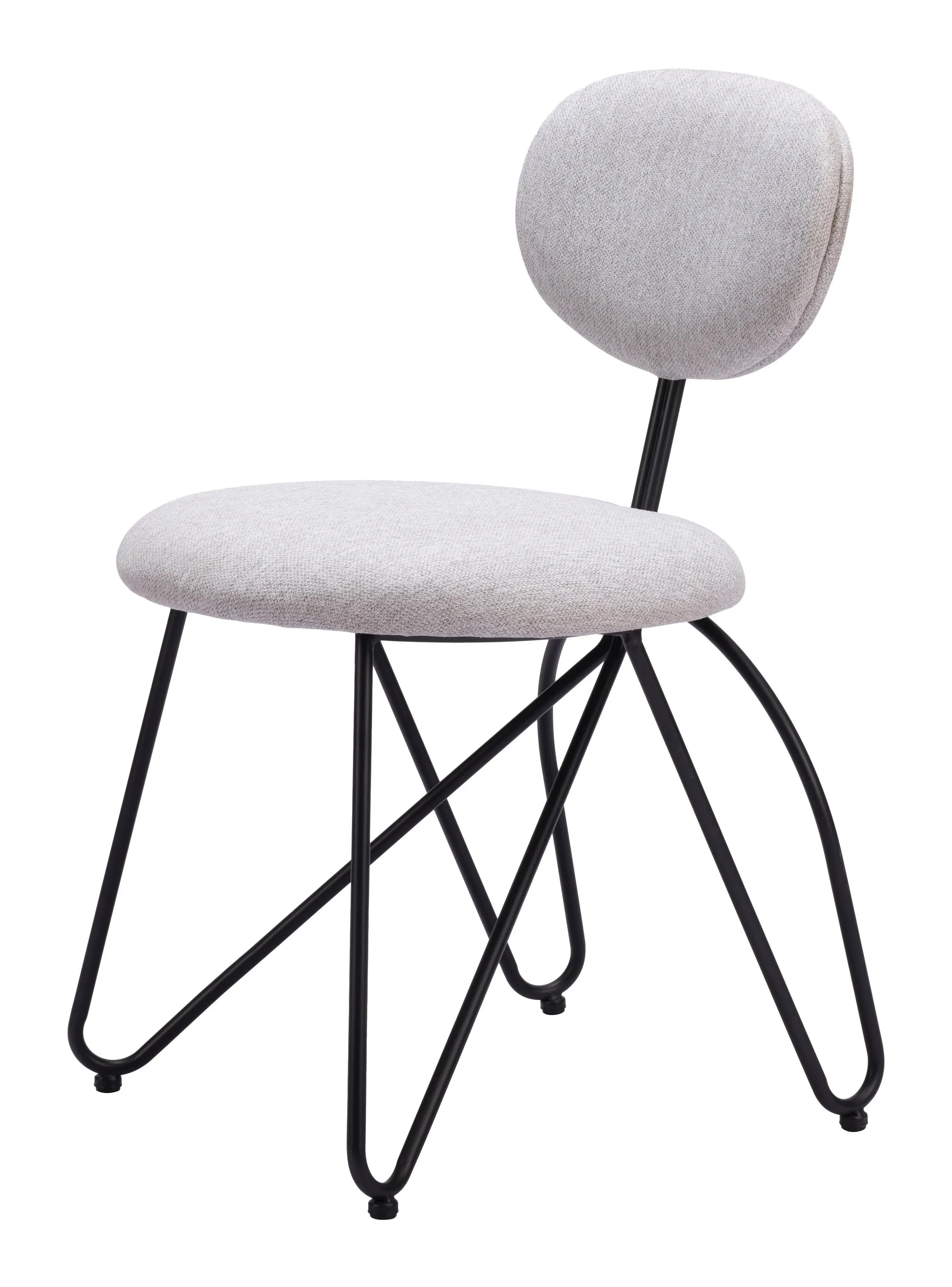 Set of Two Gray and Black Upholstered Fabric Open Back Dining Side Chairs Homeroots