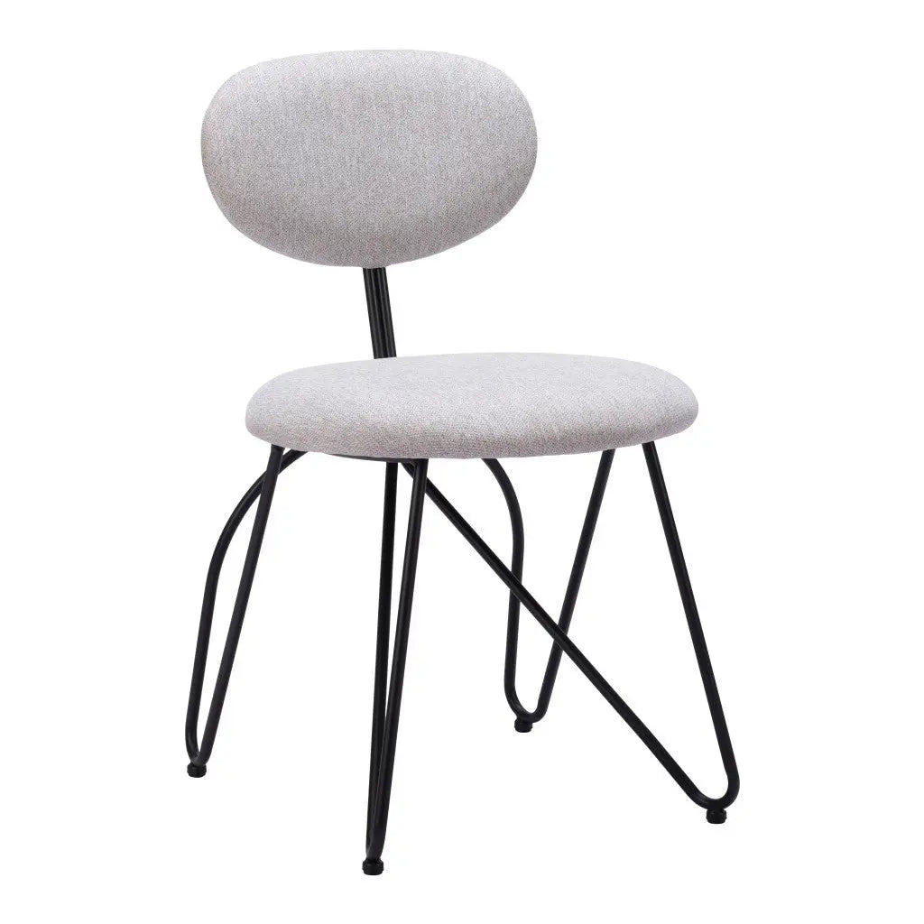 Set of Two Gray and Black Upholstered Fabric Open Back Dining Side Chairs Homeroots