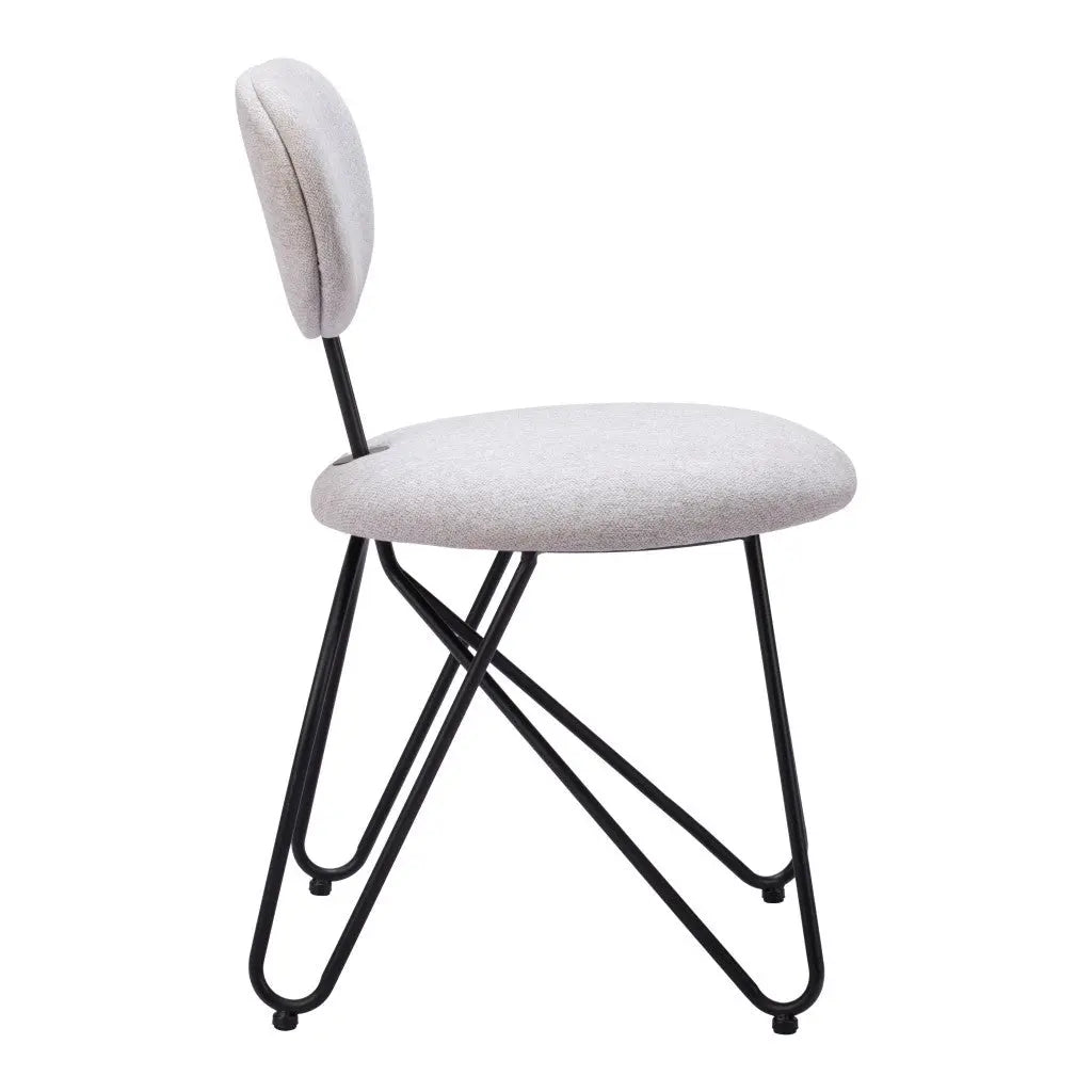 Set of Two Gray and Black Upholstered Fabric Open Back Dining Side Chairs Homeroots