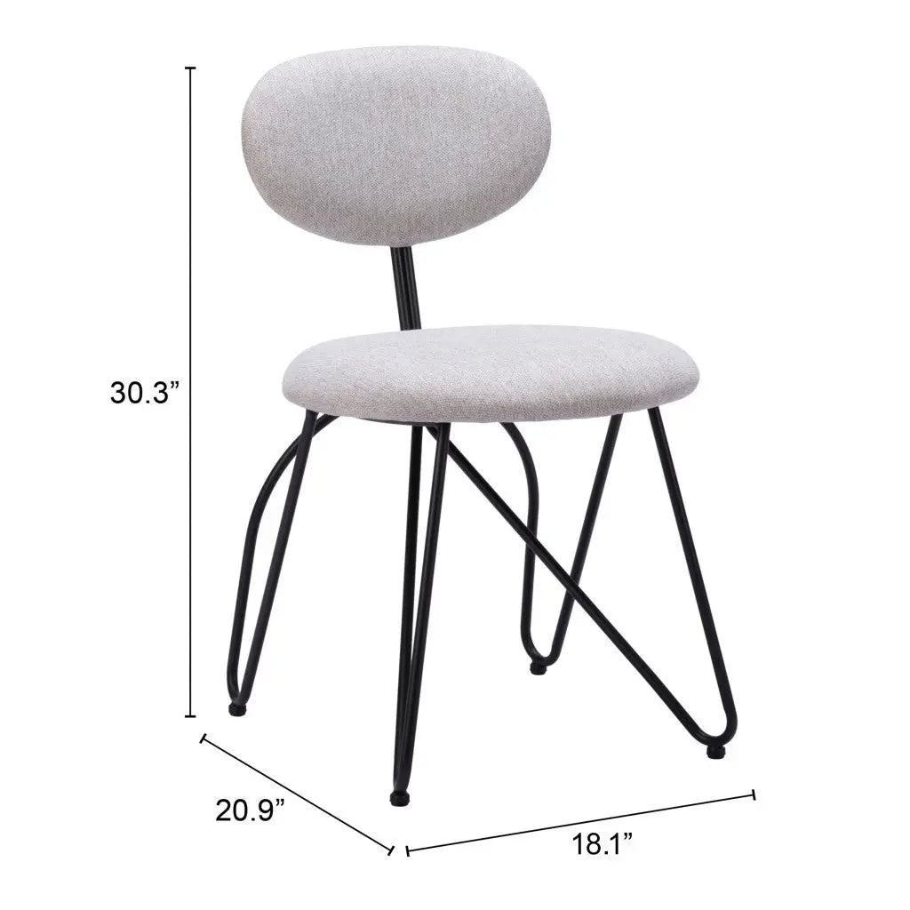 Set of Two Gray and Black Upholstered Fabric Open Back Dining Side Chairs Homeroots