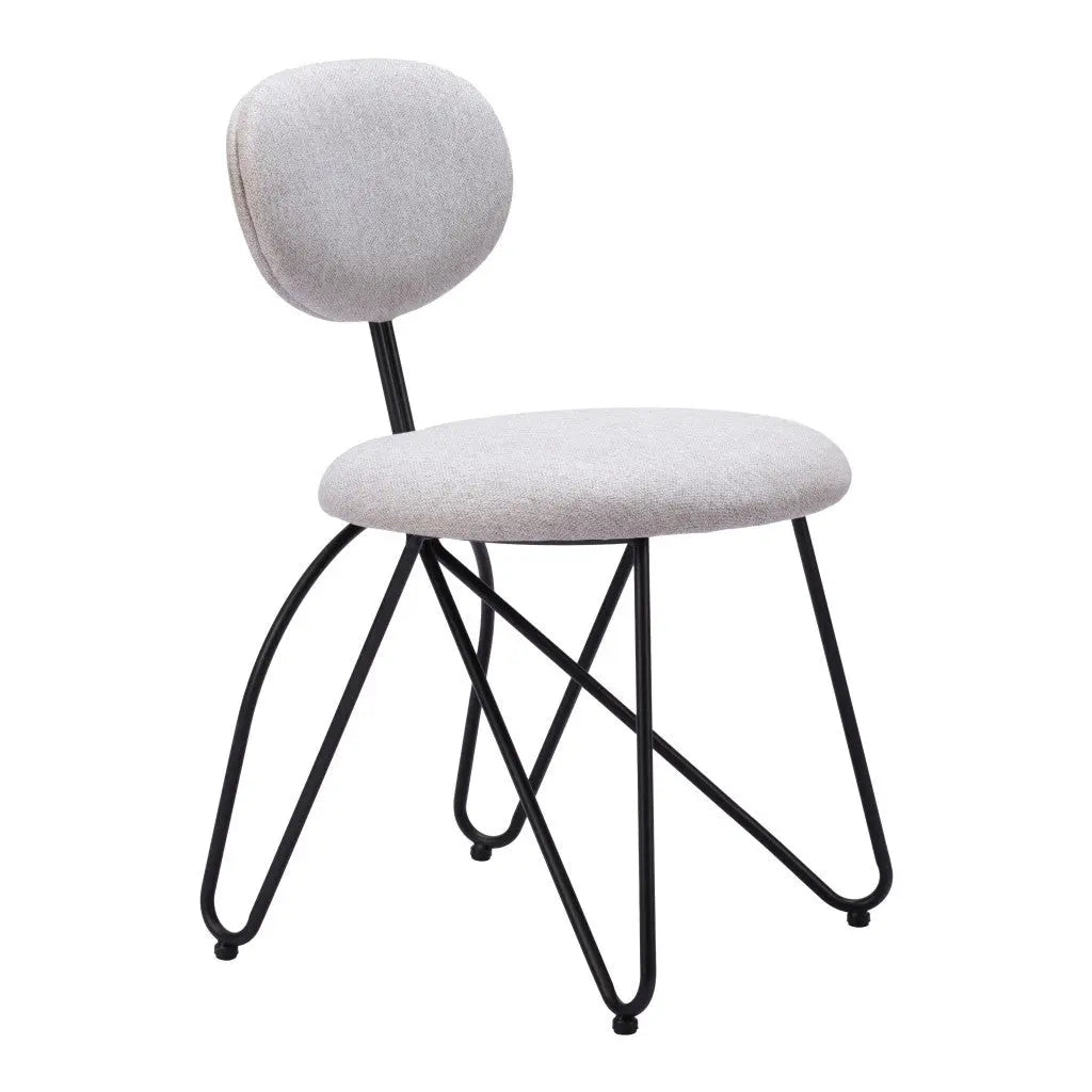 Set of Two Gray and Black Upholstered Fabric Open Back Dining Side Chairs Homeroots