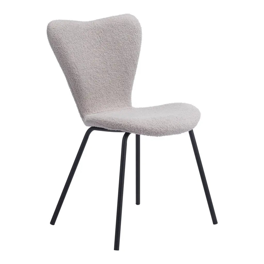 Set of Two Gray and Black Upholstered Faux Fur Dining Side Chairs Homeroots