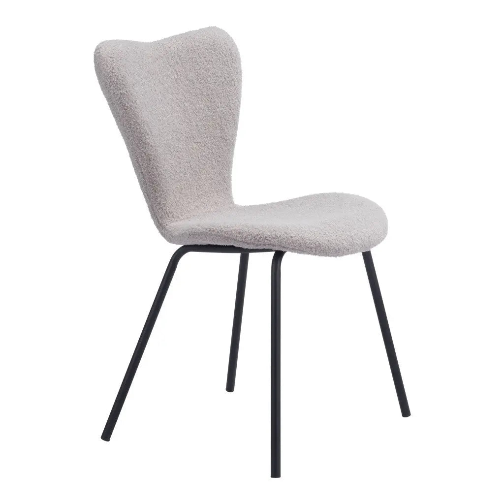 Set of Two Gray and Black Upholstered Faux Fur Dining Side Chairs Homeroots