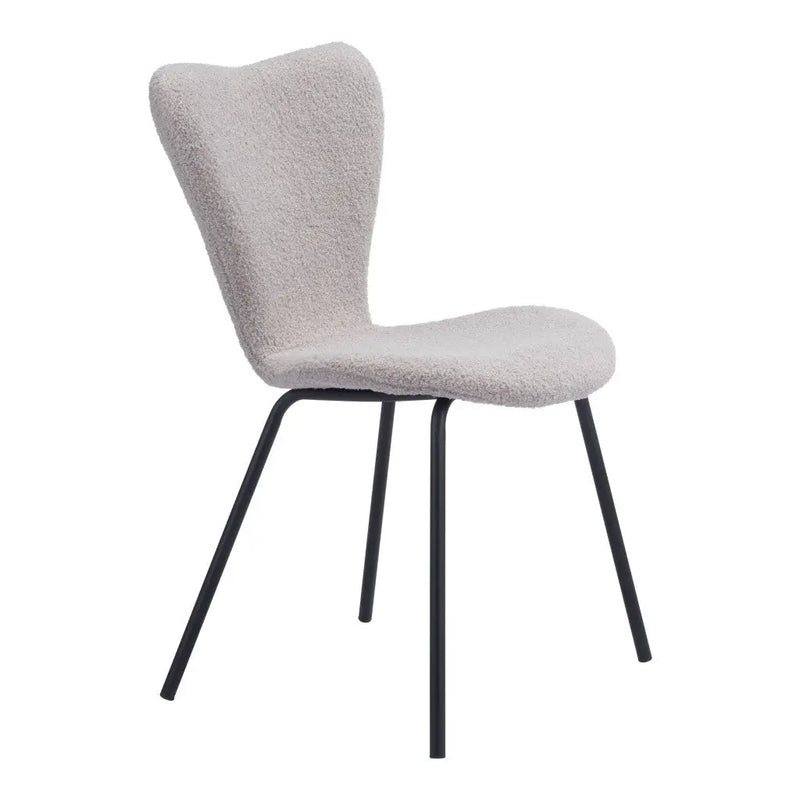 Set of Two Gray and Black Upholstered Faux Fur Dining Side Chairs Homeroots