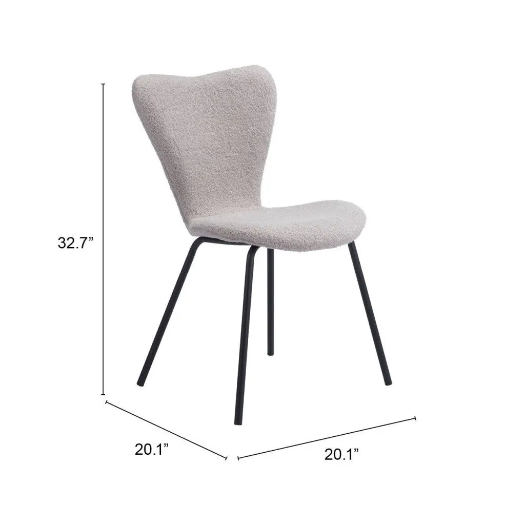 Set of Two Gray and Black Upholstered Faux Fur Dining Side Chairs Homeroots