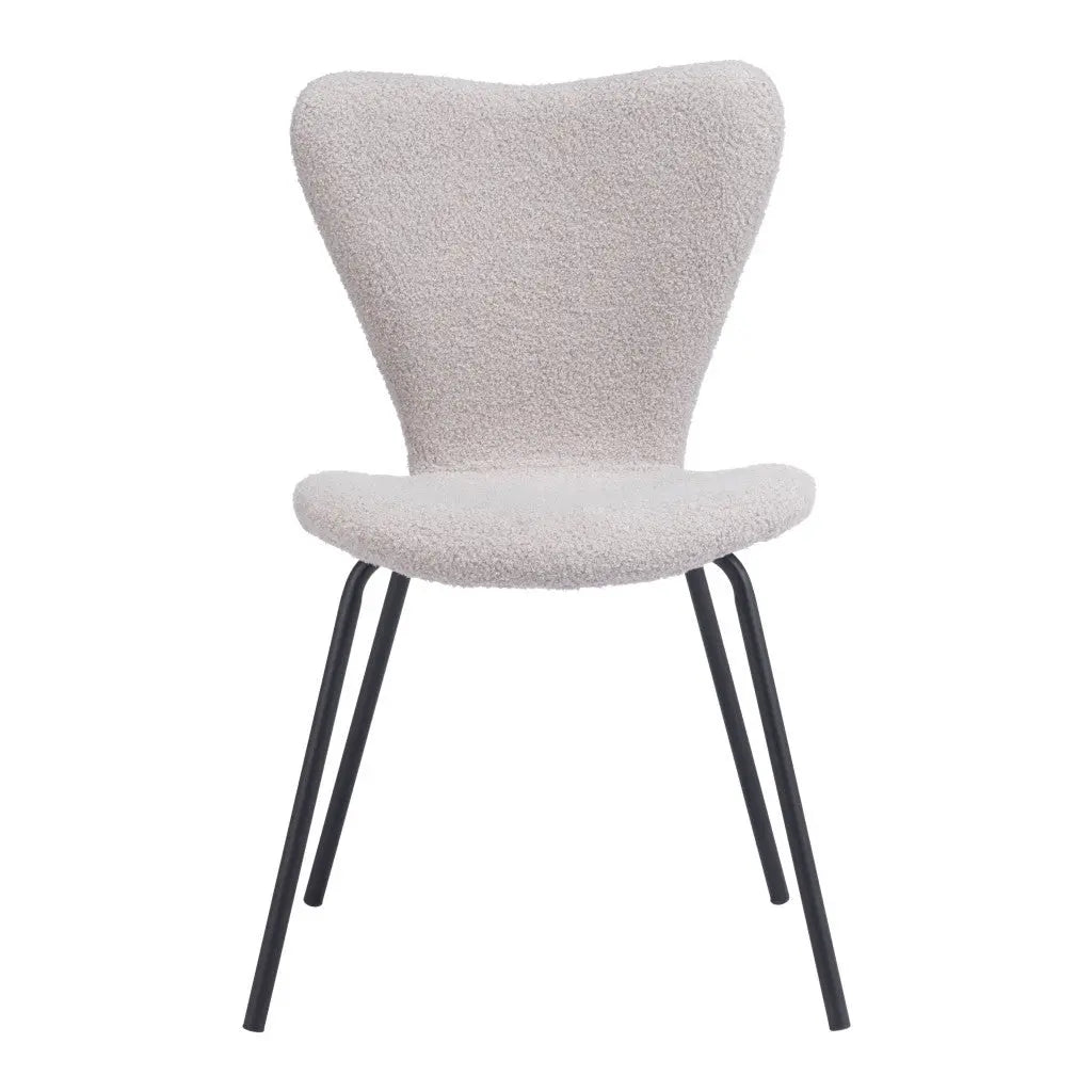 Set of Two Gray and Black Upholstered Faux Fur Dining Side Chairs Homeroots