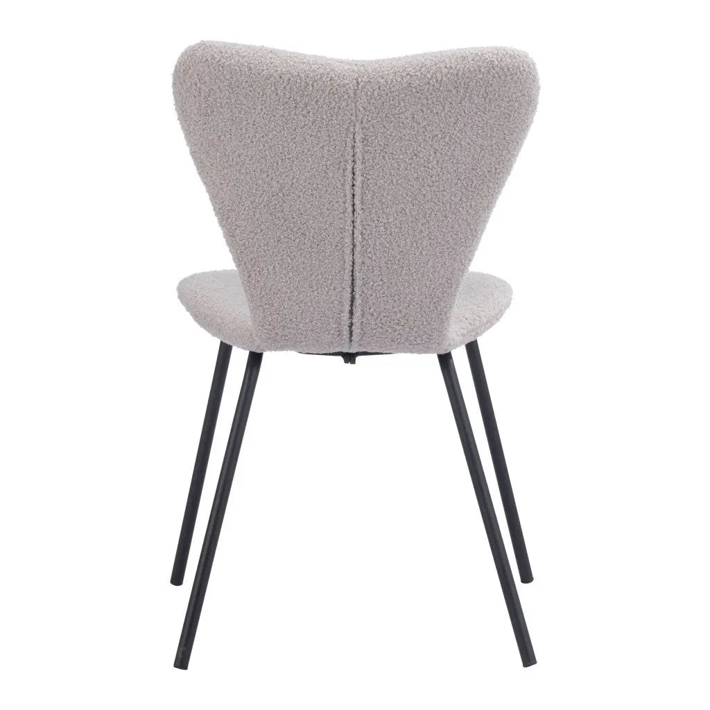 Set of Two Gray and Black Upholstered Faux Fur Dining Side Chairs Homeroots
