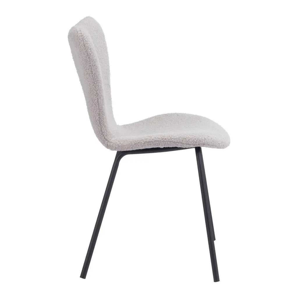 Set of Two Gray and Black Upholstered Faux Fur Dining Side Chairs Homeroots