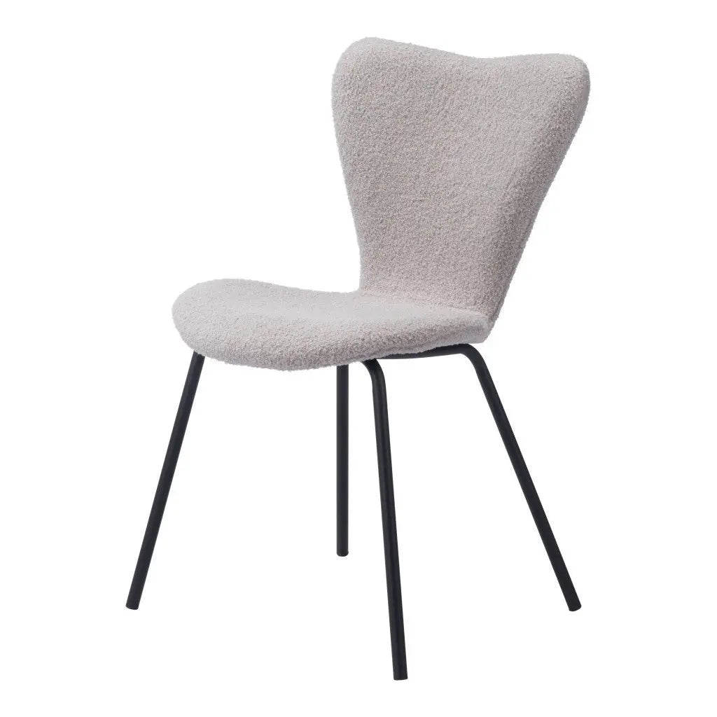 Set of Two Gray and Black Upholstered Faux Fur Dining Side Chairs Homeroots