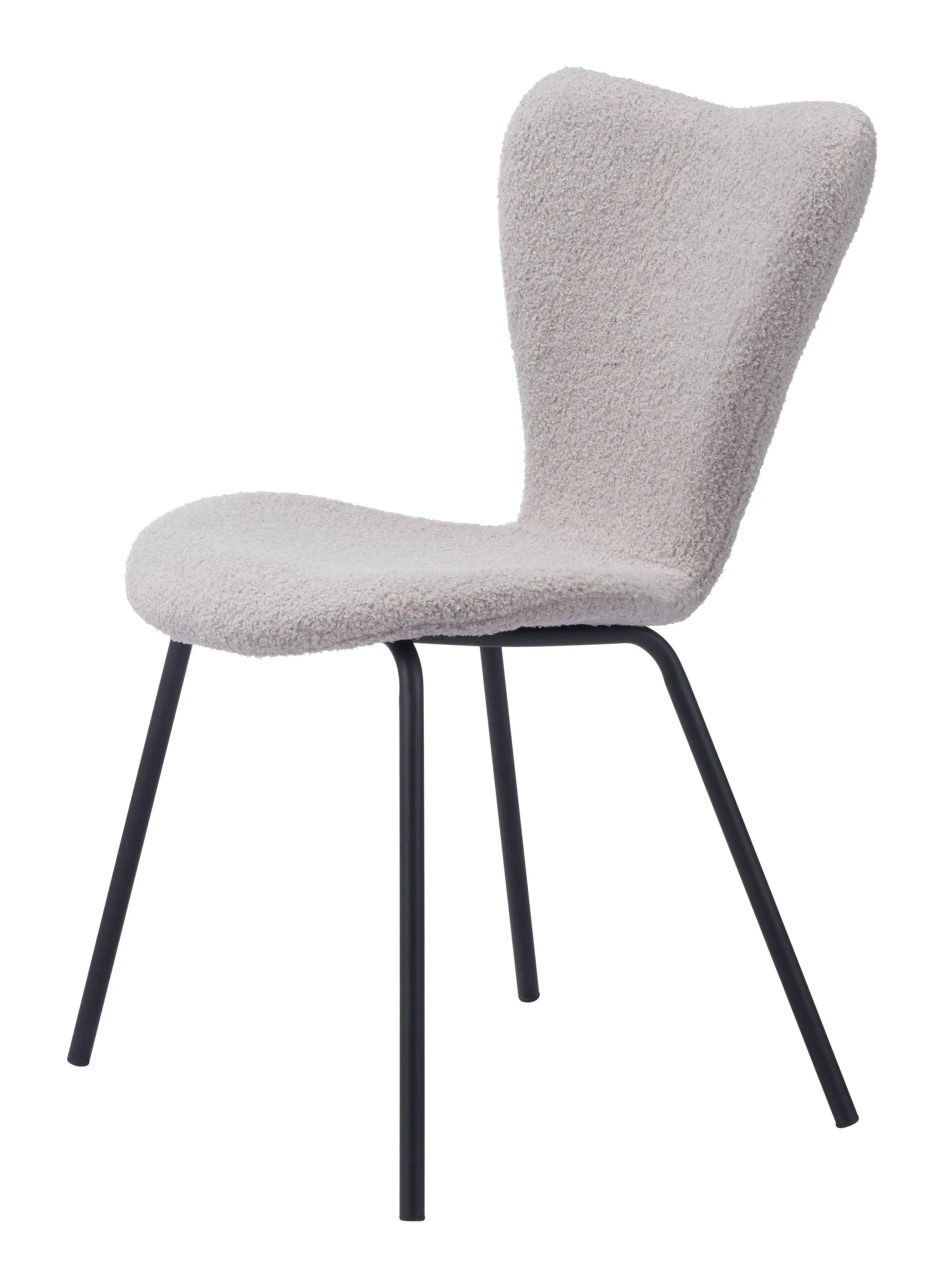 Set of Two Gray and Black Upholstered Faux Fur Dining Side Chairs Homeroots