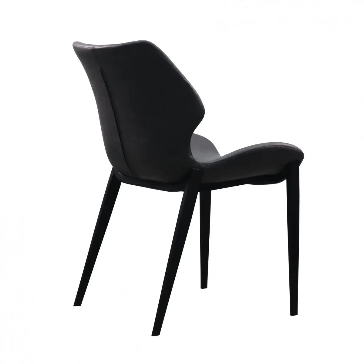 Set of Two Gray and Black Upholstered Faux Leather Wing Back Dining Side Chairs Homeroots Kitchen & Dining