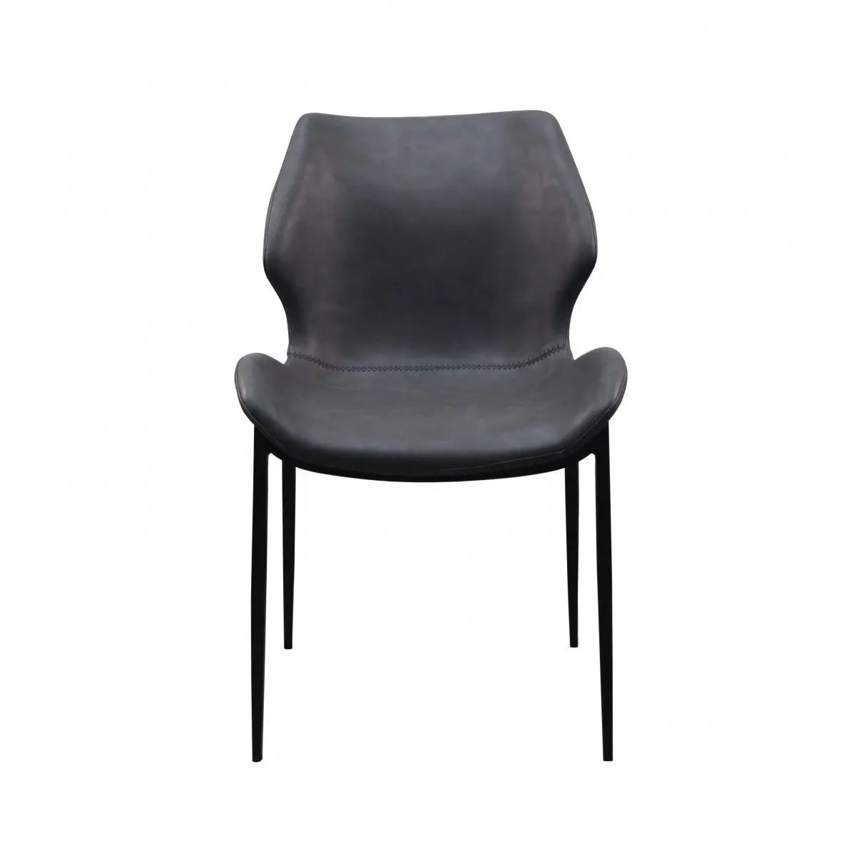 Set of Two Gray and Black Upholstered Faux Leather Wing Back Dining Side Chairs Homeroots Kitchen & Dining