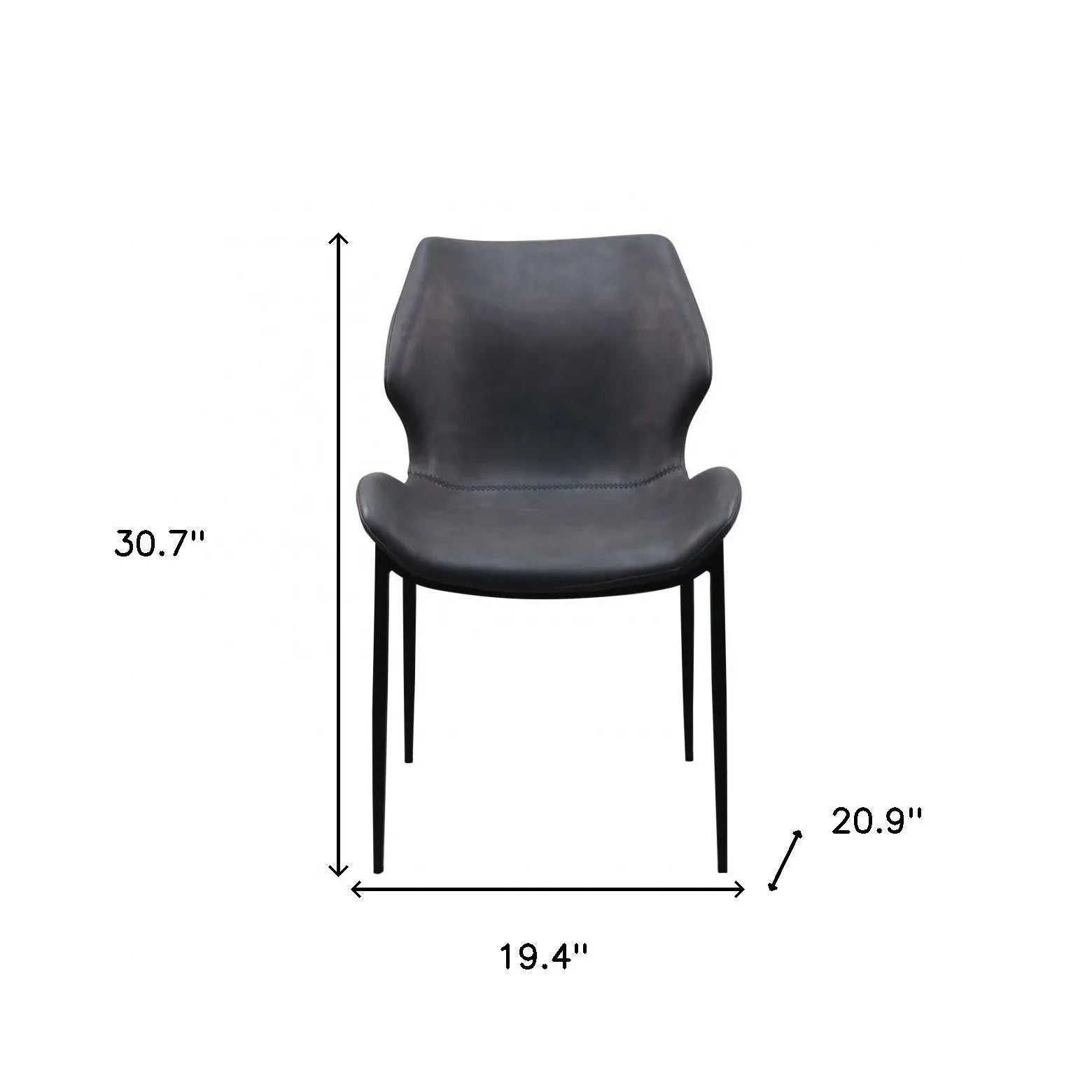 Set of Two Gray and Black Upholstered Faux Leather Wing Back Dining Side Chairs Homeroots Kitchen & Dining