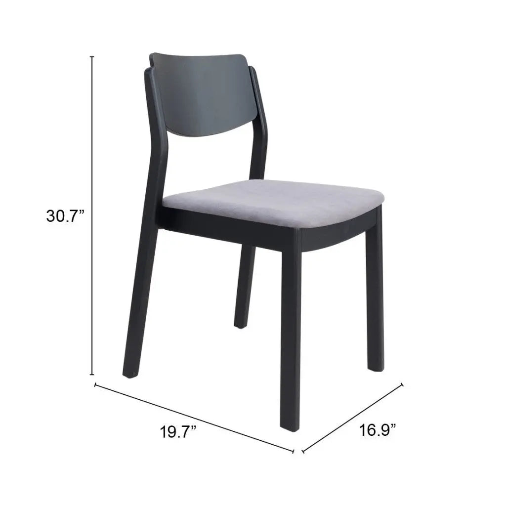 Set of Two Gray and Black Upholstered Velvet Open Back Dining Side Chairs Homeroots
