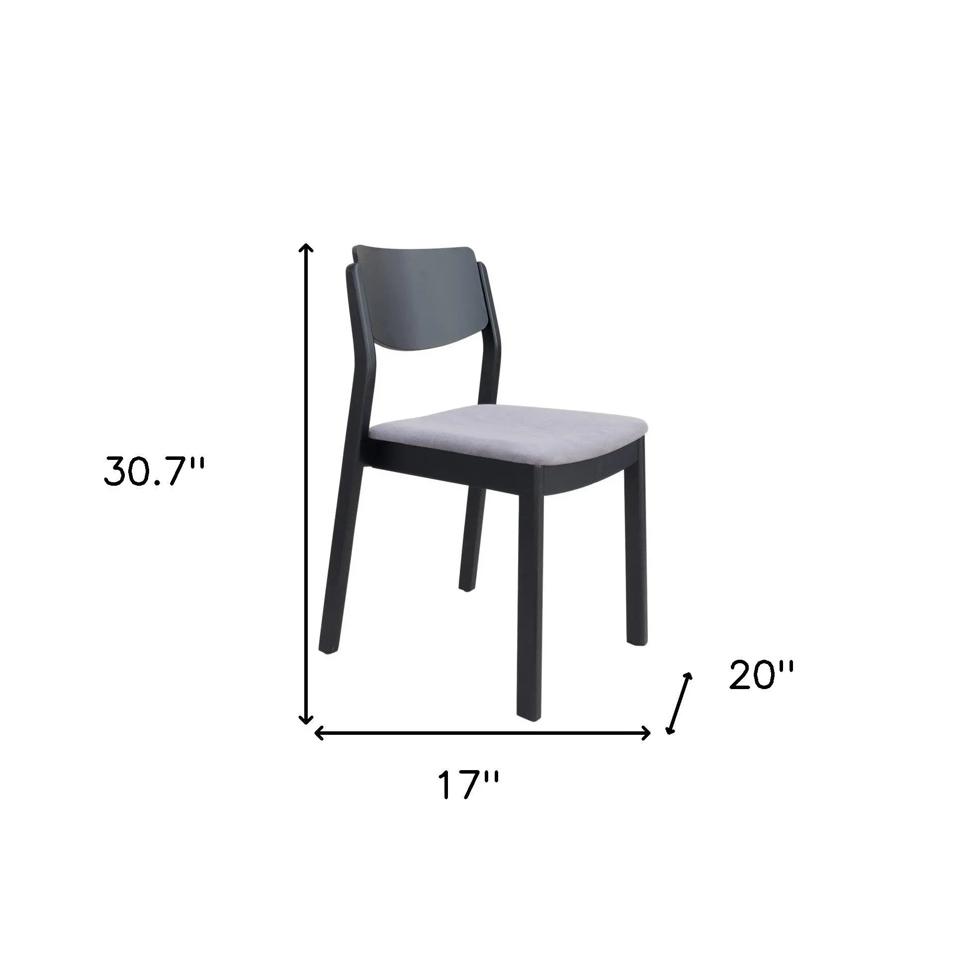 Set of Two Gray and Black Upholstered Velvet Open Back Dining Side Chairs Homeroots