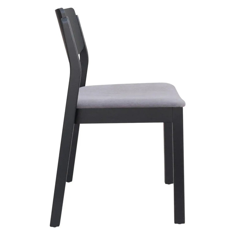 Set of Two Gray and Black Upholstered Velvet Open Back Dining Side Chairs Homeroots