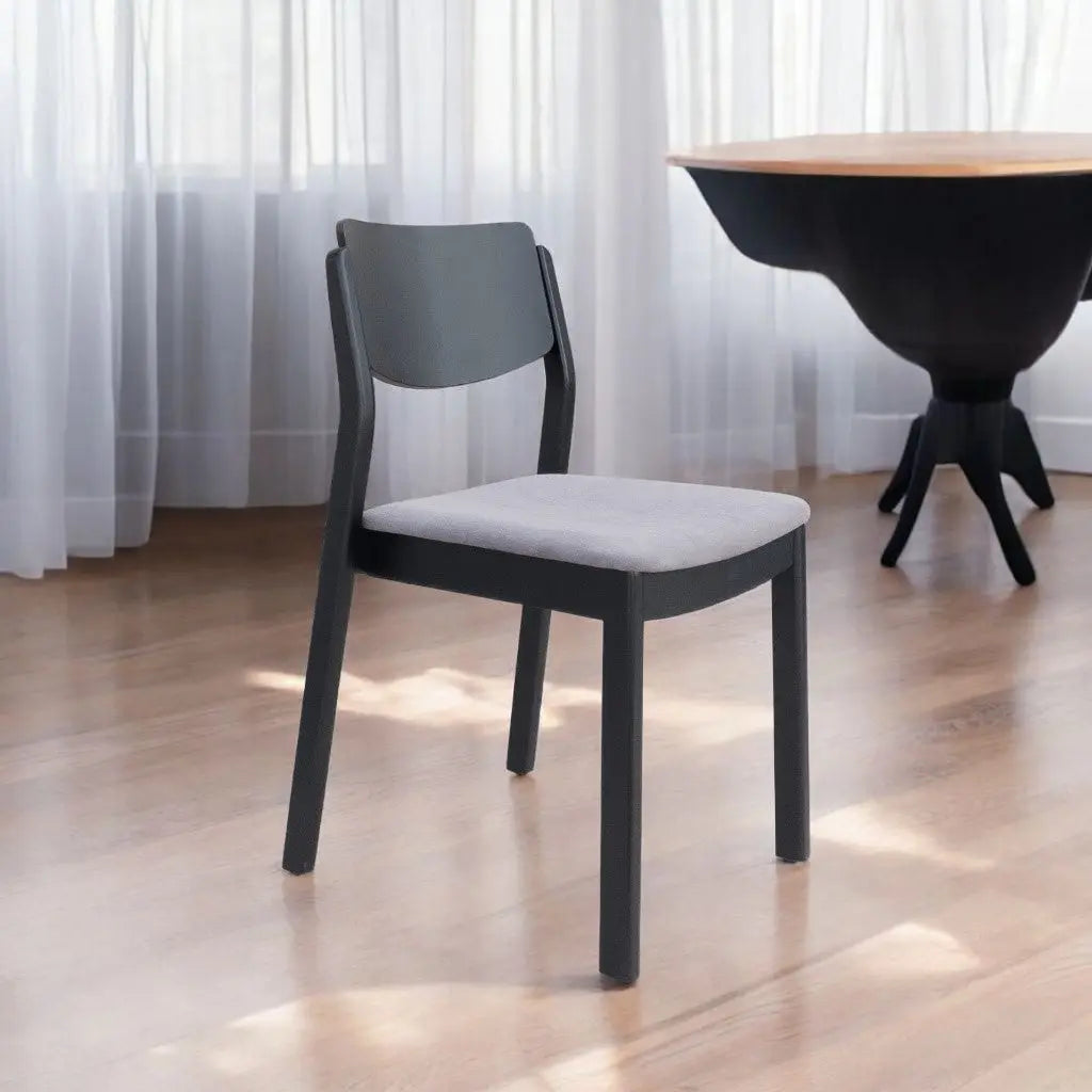 Set of Two Gray and Black Upholstered Velvet Open Back Dining Side Chairs Homeroots