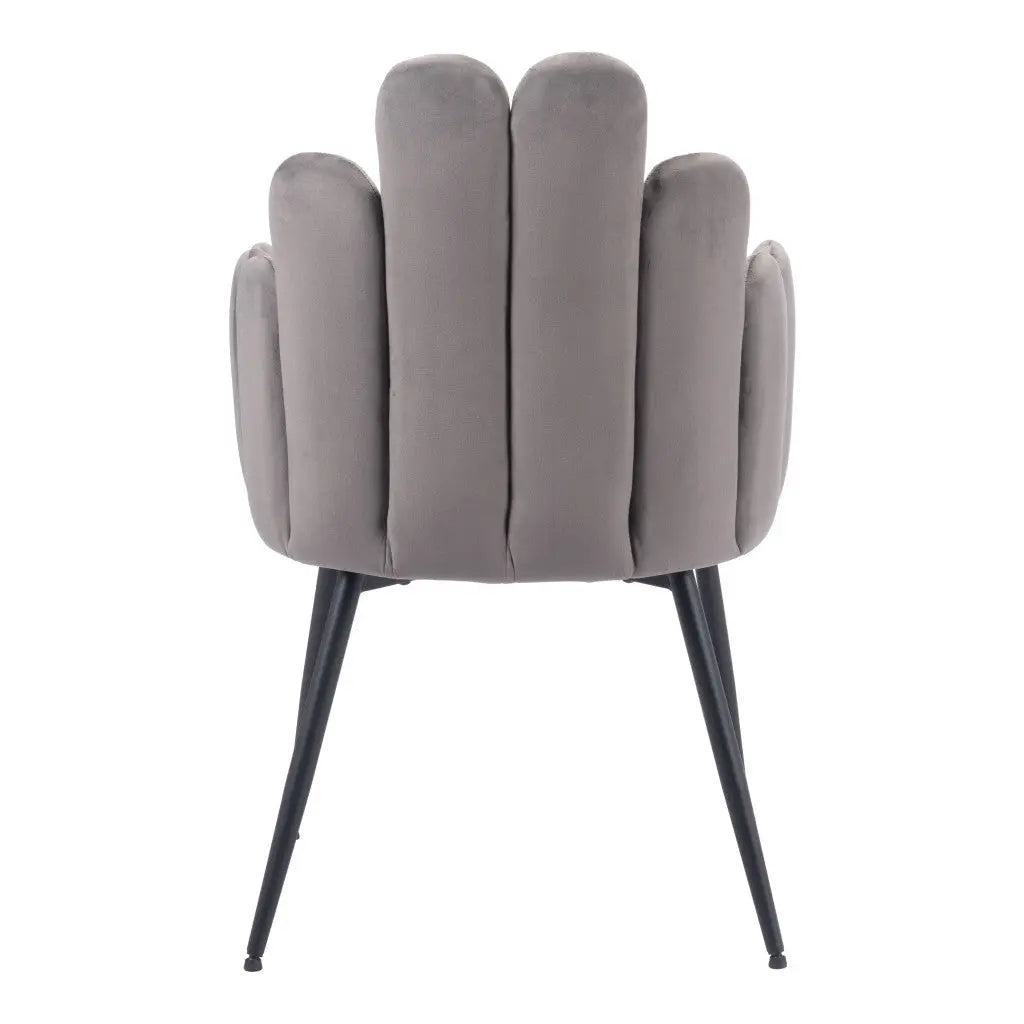 Set of Two Gray and Black Upholstered Velvet Slat Back Dining Arm Chairs Homeroots