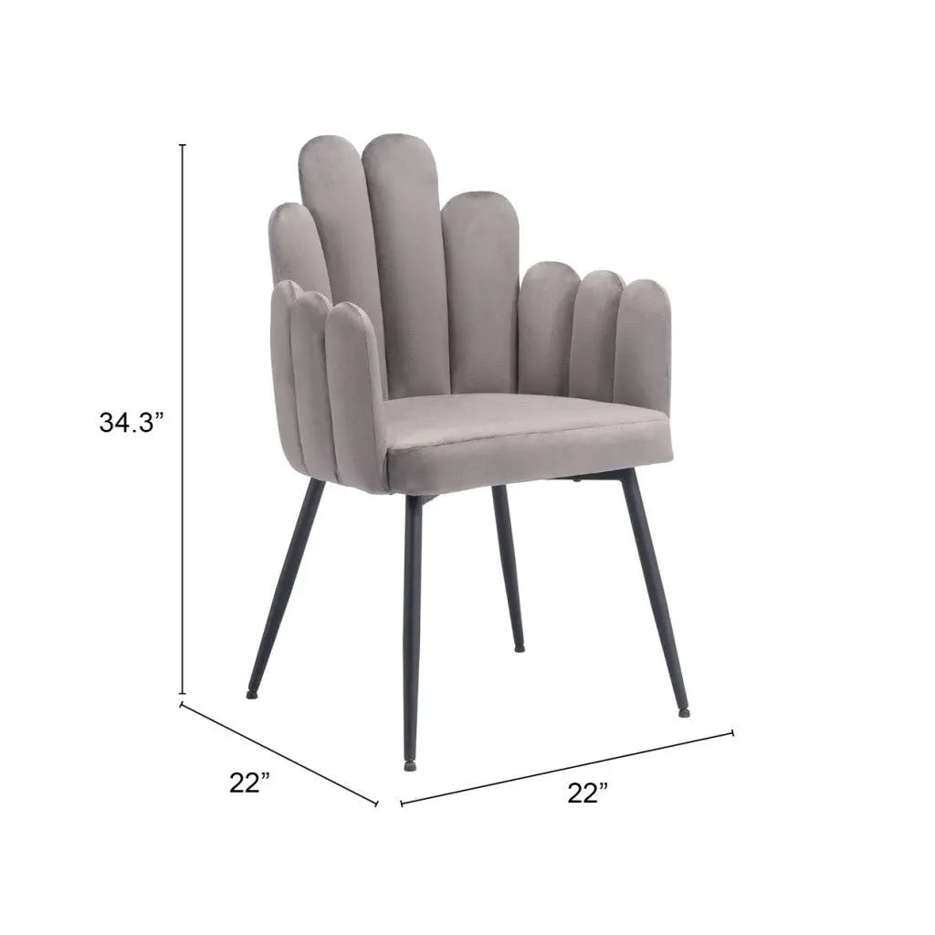 Set of Two Gray and Black Upholstered Velvet Slat Back Dining Arm Chairs Homeroots