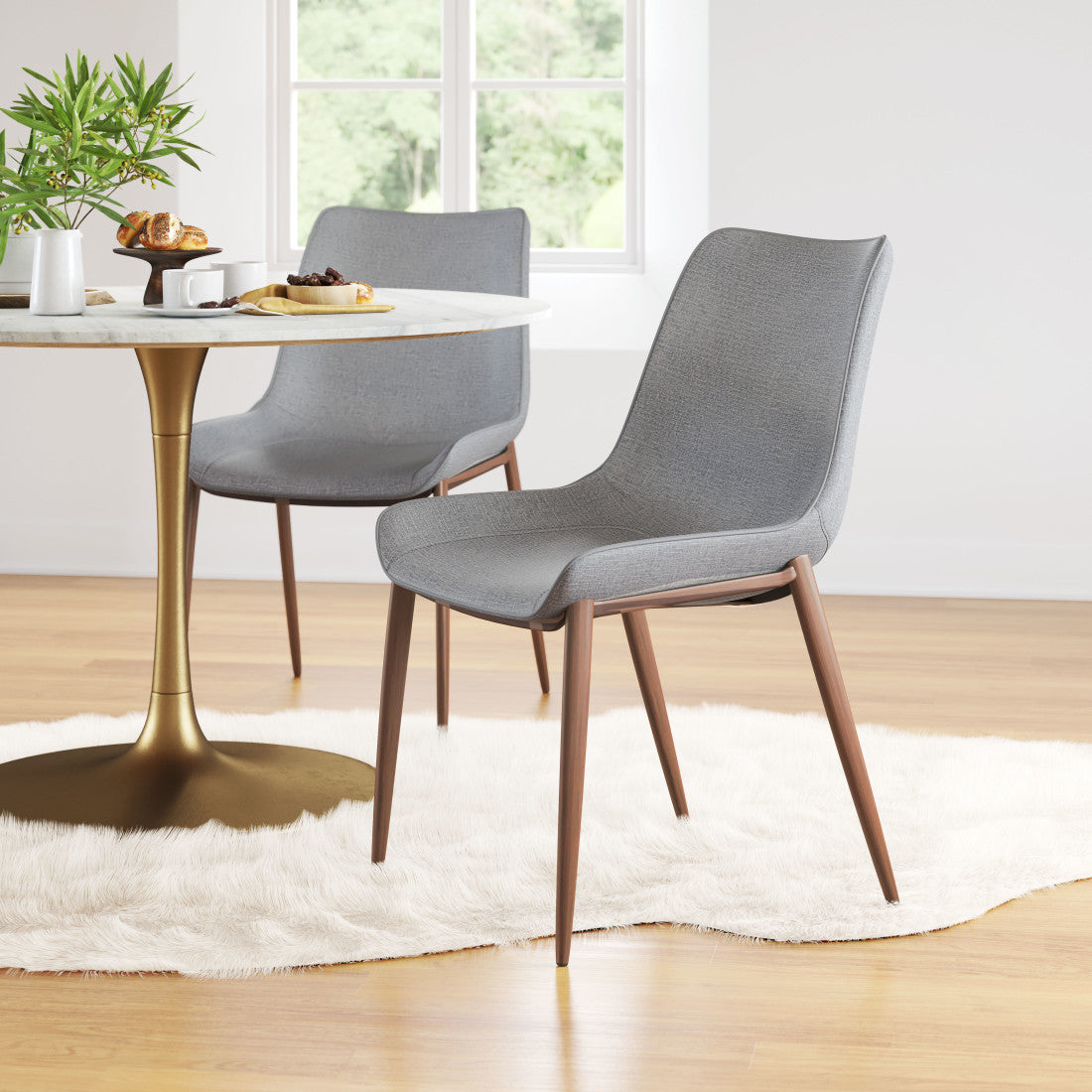 Set of Two Gray and Brown Faux Leather Dining Side Chairs Homeroots Kitchen & Dining