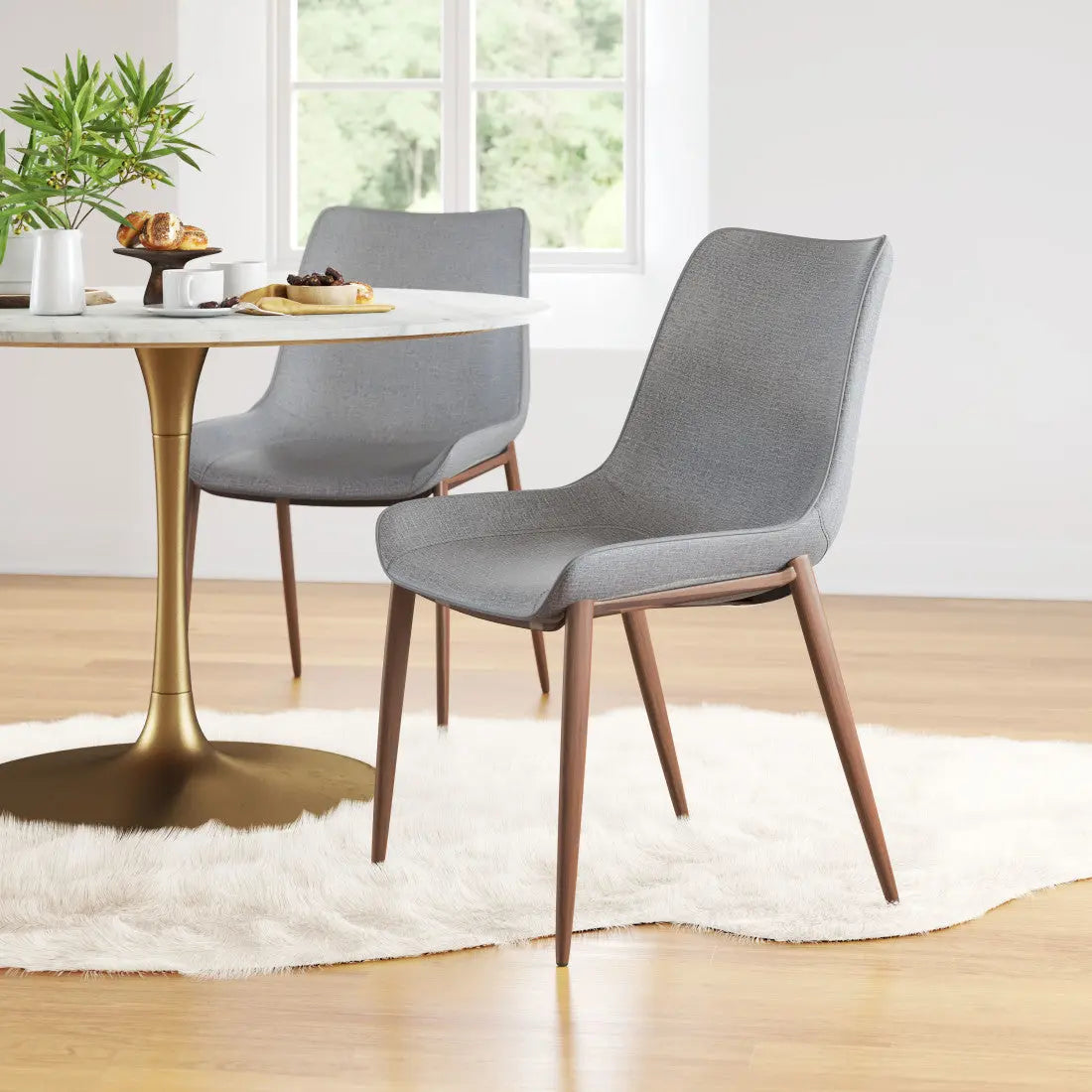 Set of Two Gray and Brown Faux Leather Dining Side Chairs Homeroots Kitchen & Dining