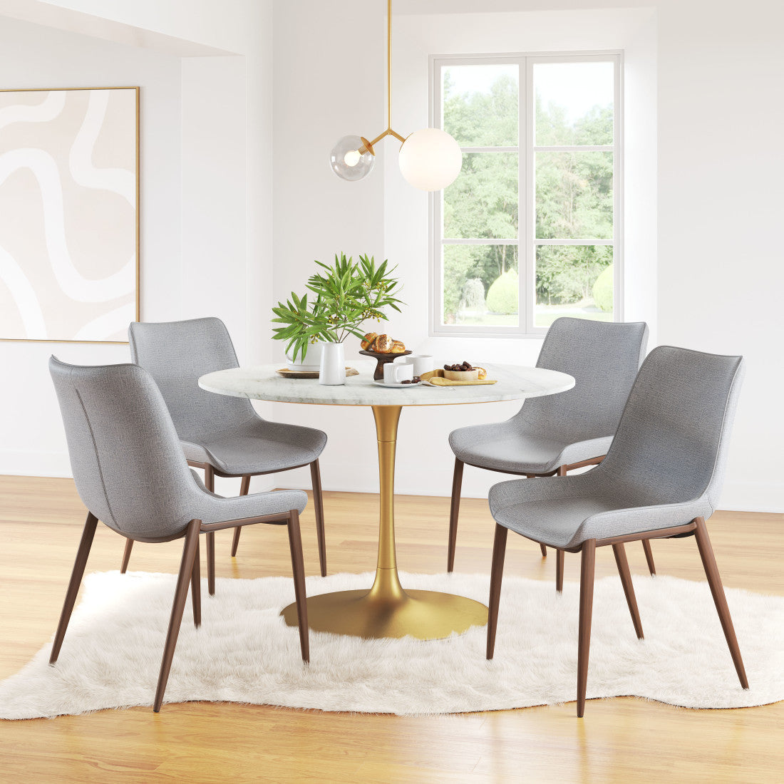 Set of Two Gray and Brown Faux Leather Dining Side Chairs Homeroots Kitchen & Dining