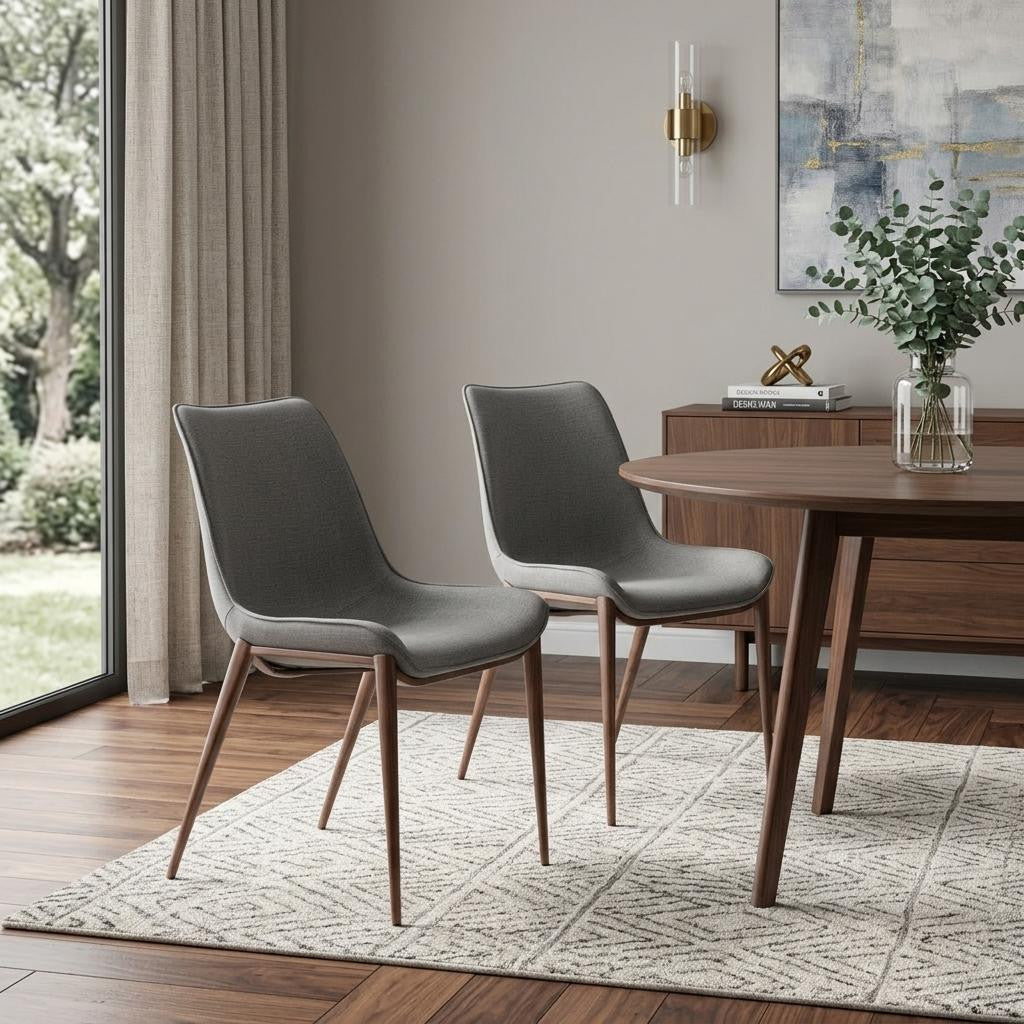 Set of Two Gray and Brown Faux Leather Dining Side Chairs Homeroots Kitchen & Dining