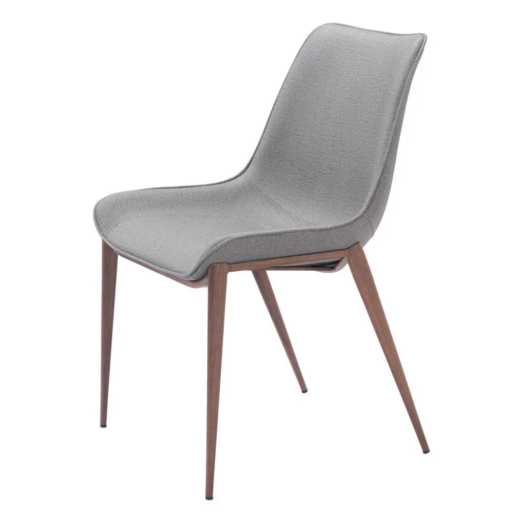 Set of Two Gray and Brown Faux Leather Dining Side Chairs Homeroots Kitchen & Dining