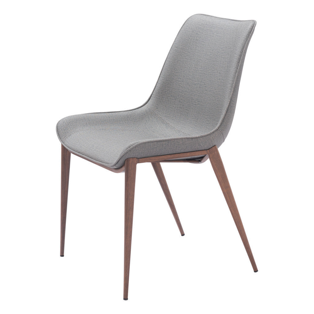 Set of Two Gray and Brown Faux Leather Dining Side Chairs Homeroots Kitchen & Dining