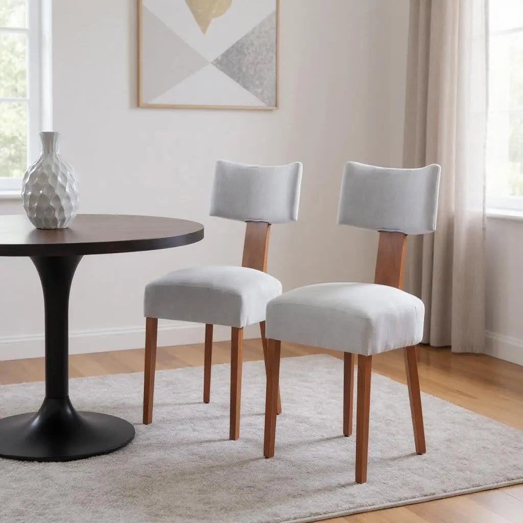 Set of Two Gray and Brown Tufted Dining Side Chairs Homeroots Kitchen & Dining
