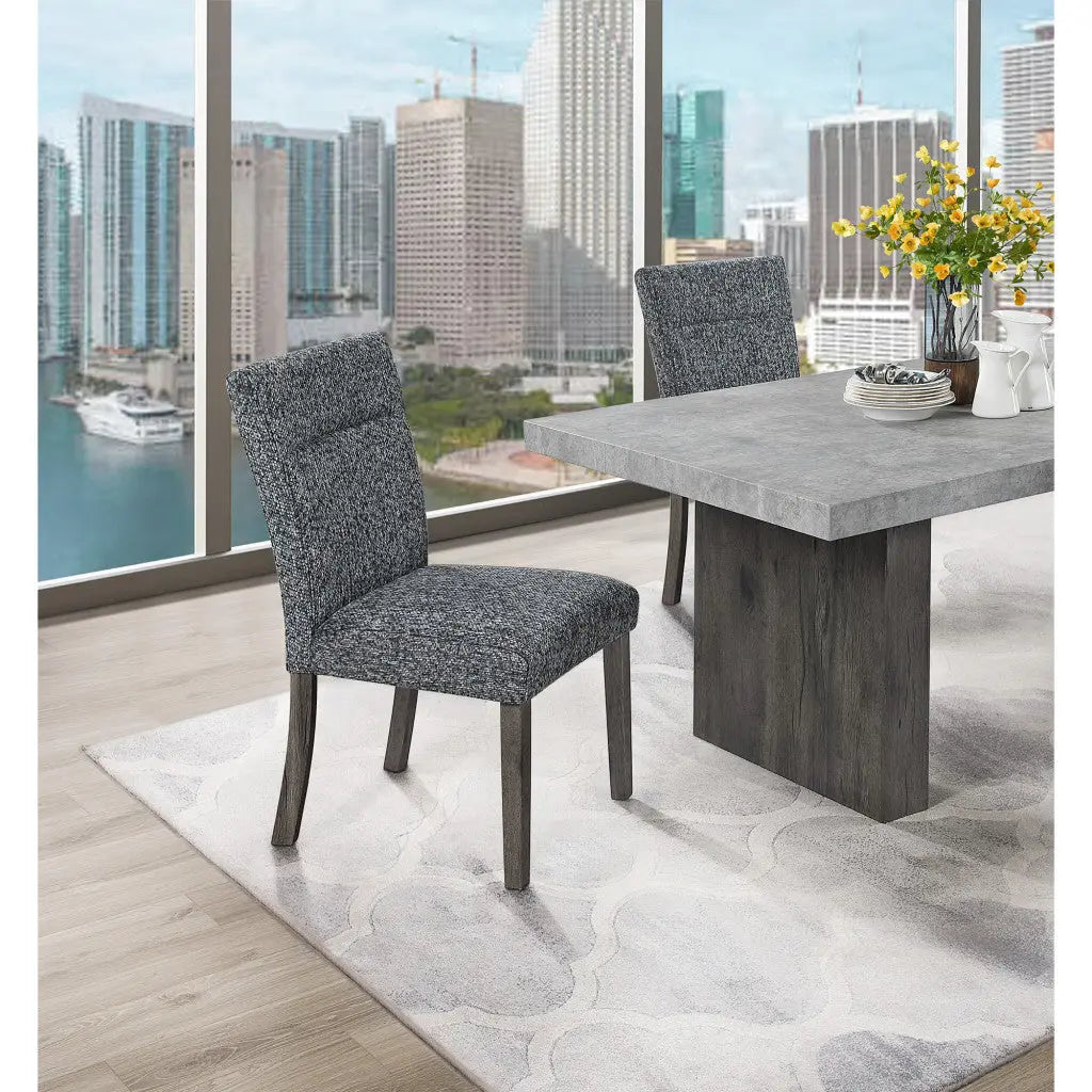 Set of Two Gray and Brown Upholstered Dining Side Chairs Homeroots Kitchen & Dining
