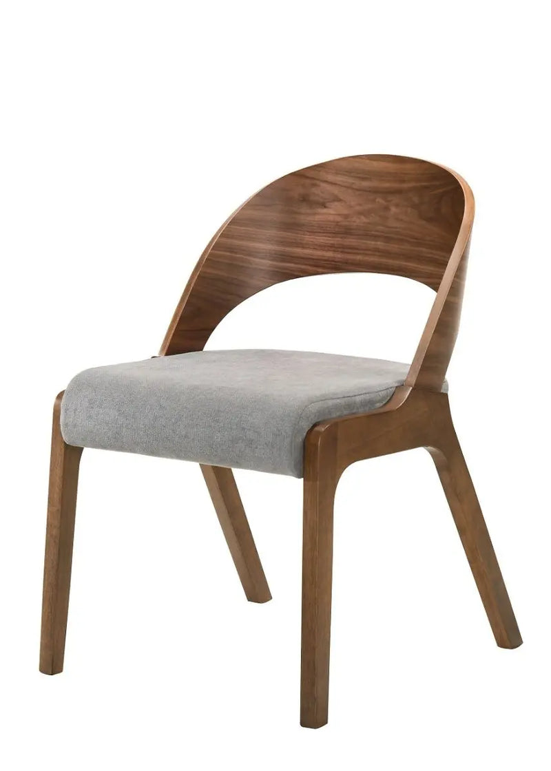 Set of Two Gray and Brown Upholstered Fabric Curved Back Dining Side Chairs Homeroots Kitchen & Dining