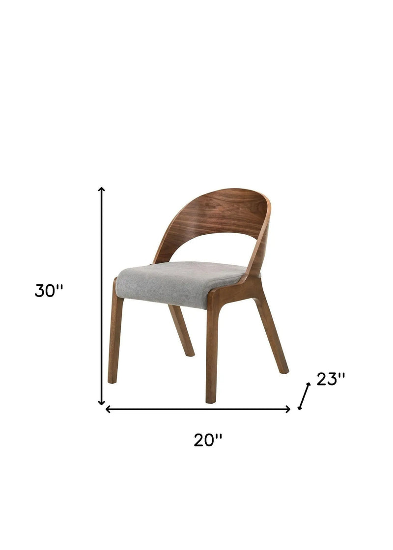 Set of Two Gray and Brown Upholstered Fabric Curved Back Dining Side Chairs Homeroots Kitchen & Dining