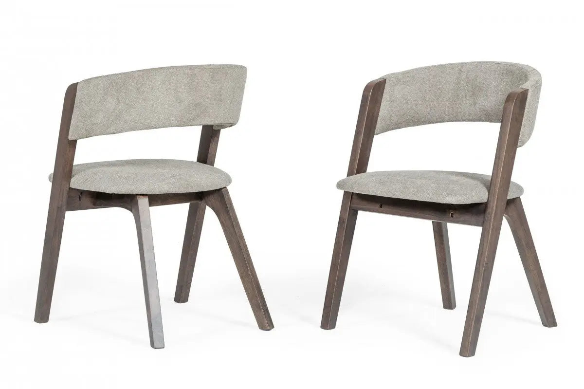 Set of Two Gray and Brown Upholstered Fabric Dining Arm Chairs Homeroots Kitchen & Dining