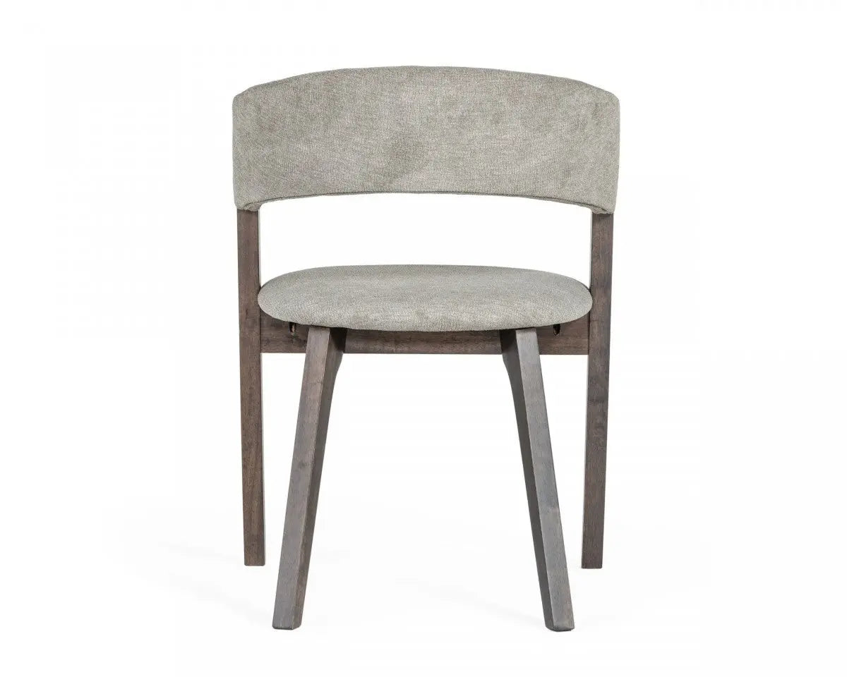 Set of Two Gray and Brown Upholstered Fabric Dining Arm Chairs Homeroots Kitchen & Dining