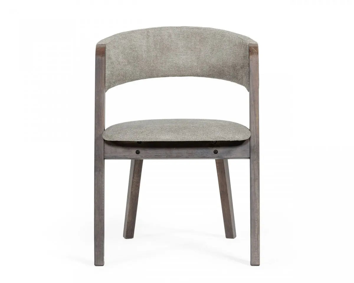 Set of Two Gray and Brown Upholstered Fabric Dining Arm Chairs Homeroots Kitchen & Dining