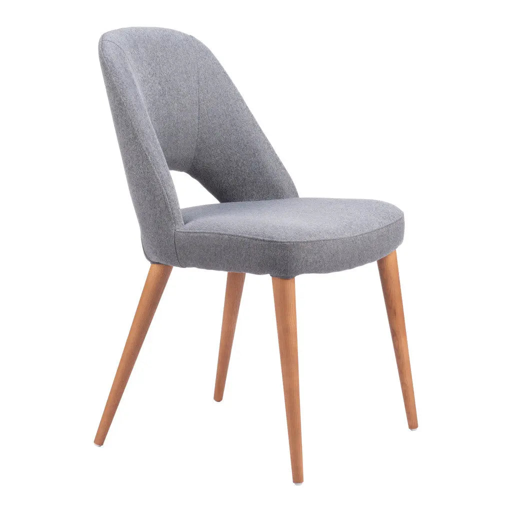 Set of Two Gray and Brown Upholstered Fabric Dining Side Chairs Homeroots