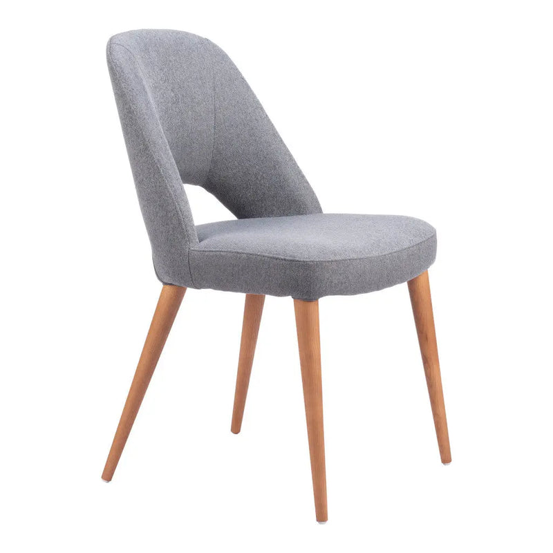 Set of Two Gray and Brown Upholstered Fabric Dining Side Chairs Homeroots