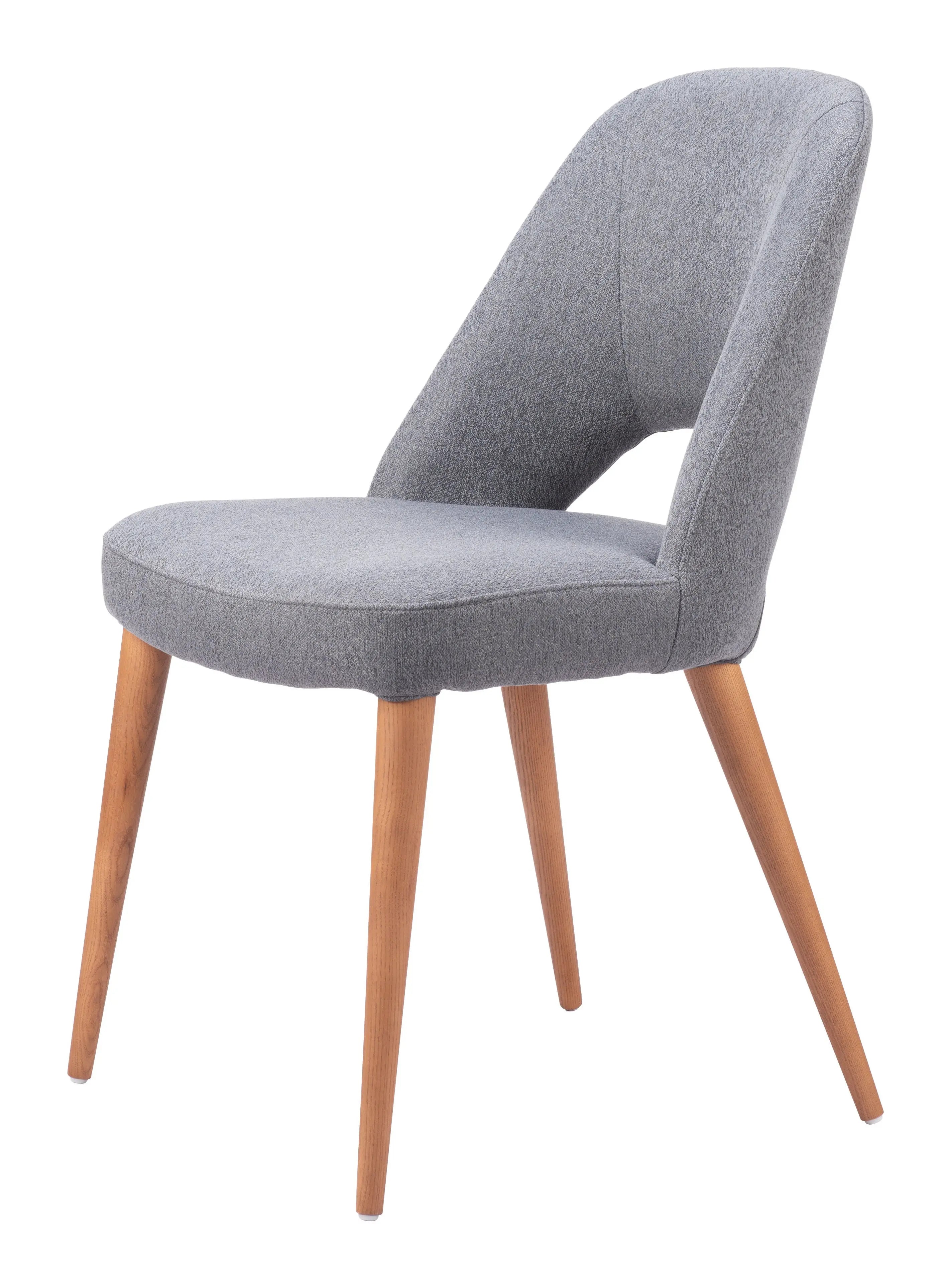 Set of Two Gray and Brown Upholstered Fabric Dining Side Chairs Homeroots