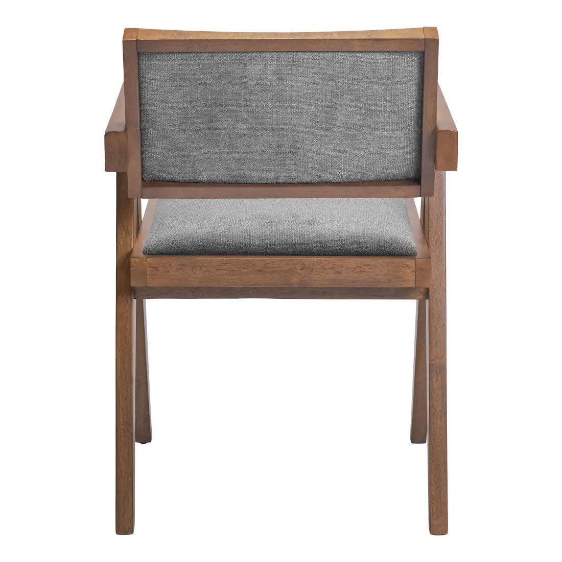 Set of Two Gray and Brown Upholstery Open Back Dining Arm Chairs Homeroots Kitchen & Dining