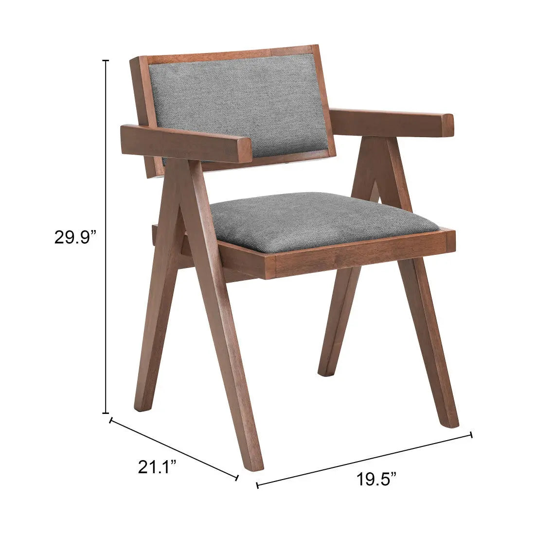 Set of Two Gray and Brown Upholstery Open Back Dining Arm Chairs Homeroots Kitchen & Dining