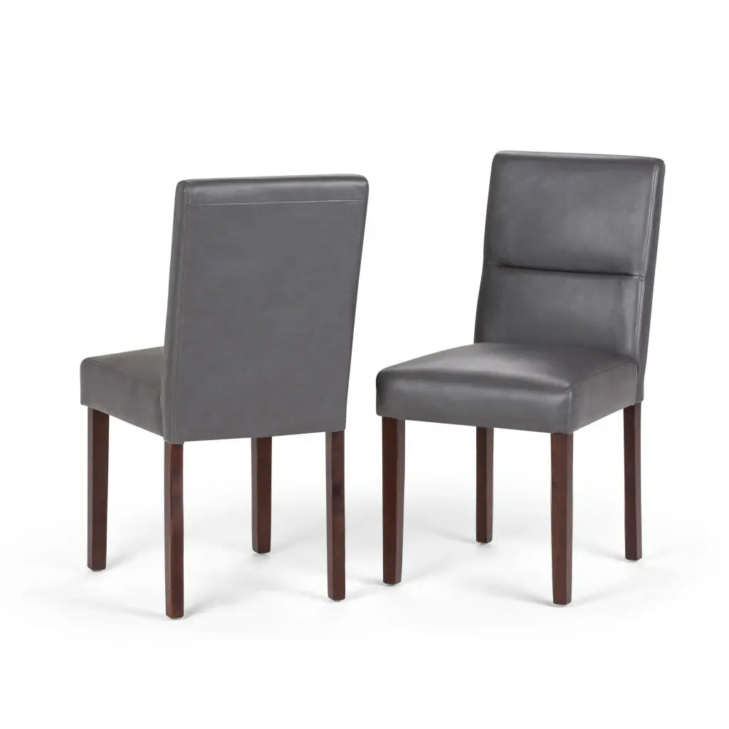 Set of Two Gray and Brown Wood Dining Parsons Chairs Homeroots Kitchen & Dining