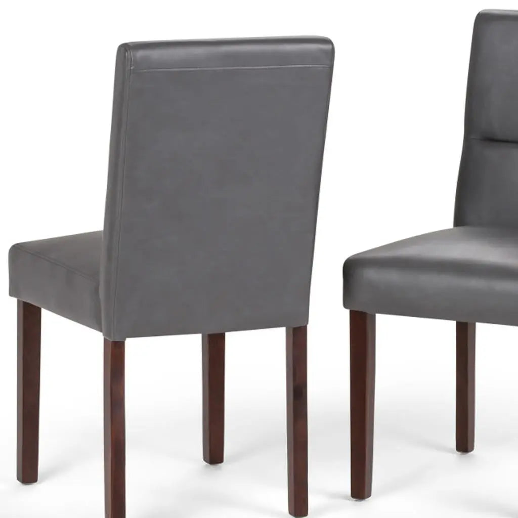 Set of Two Gray and Brown Wood Dining Parsons Chairs Homeroots Kitchen & Dining
