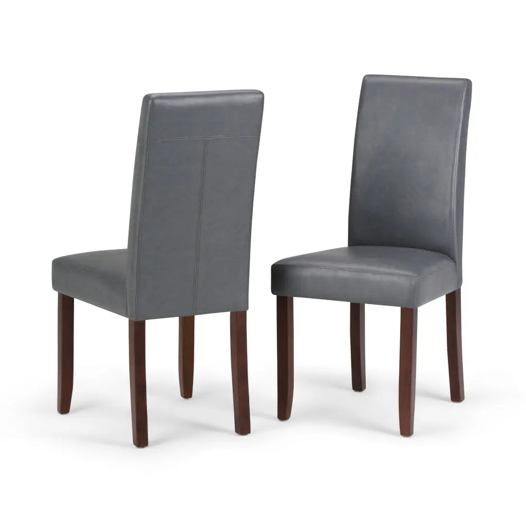 Set of Two Gray and Brown Wood Dining Parsons Chairs Homeroots Kitchen & Dining