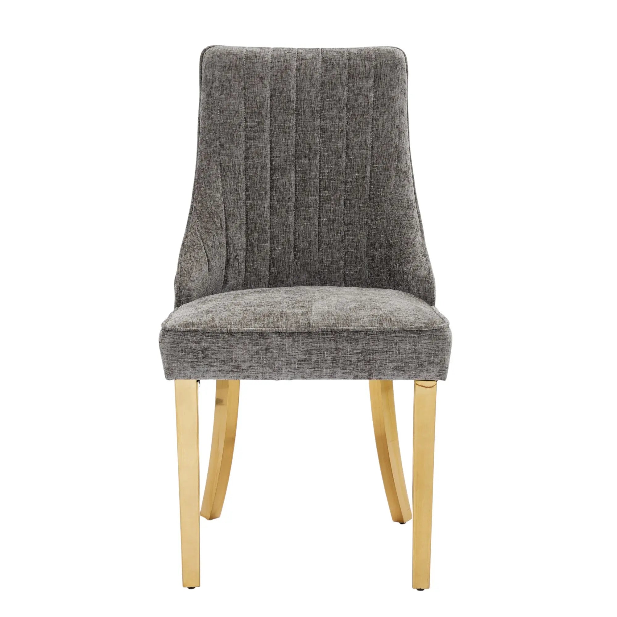 Set of Two Gray and Gold Tufted Stainless Steel Dining Side Chairs Homeroots Kitchen & Dining