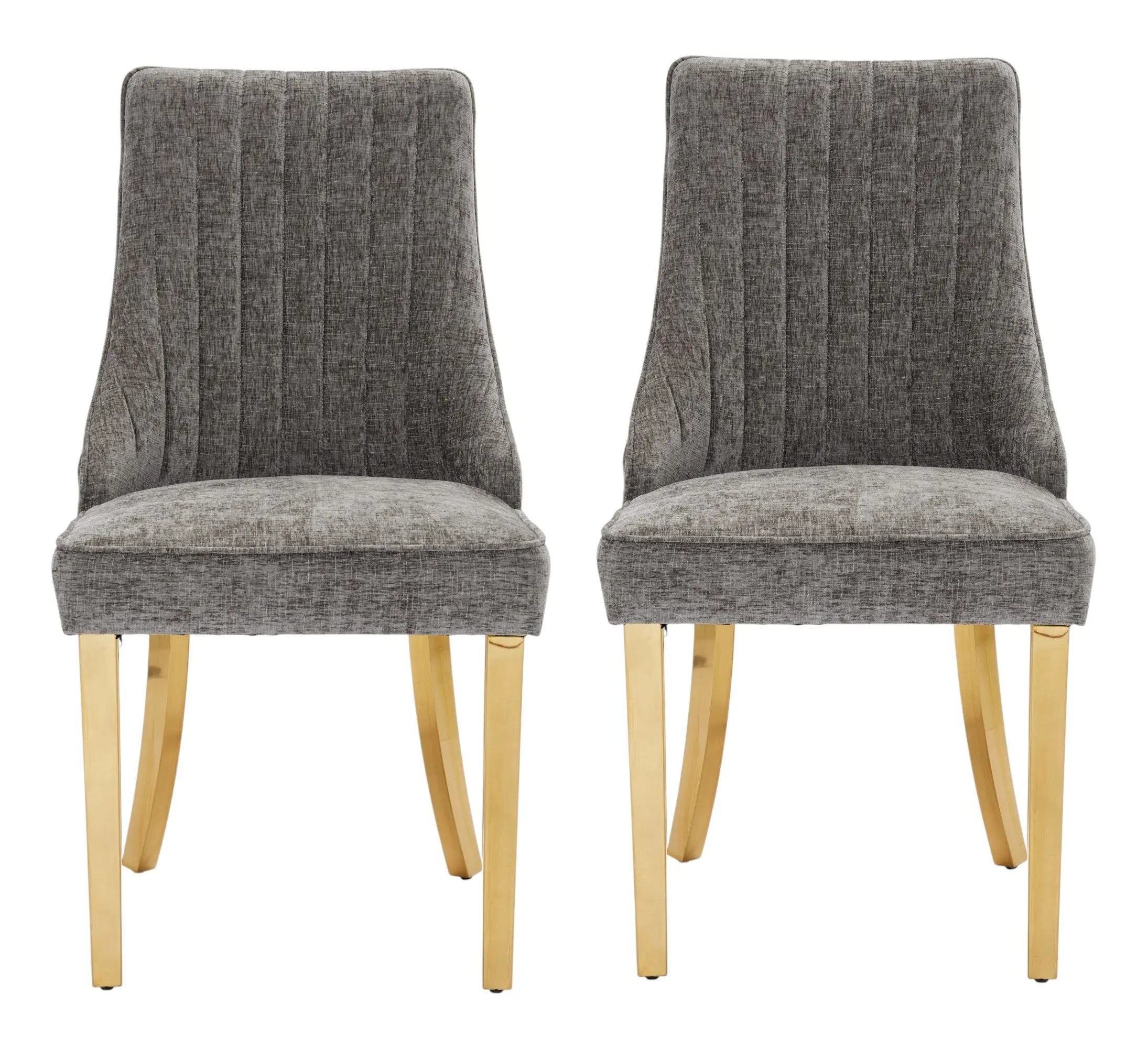 Set of Two Gray and Gold Tufted Stainless Steel Dining Side Chairs Homeroots Kitchen & Dining