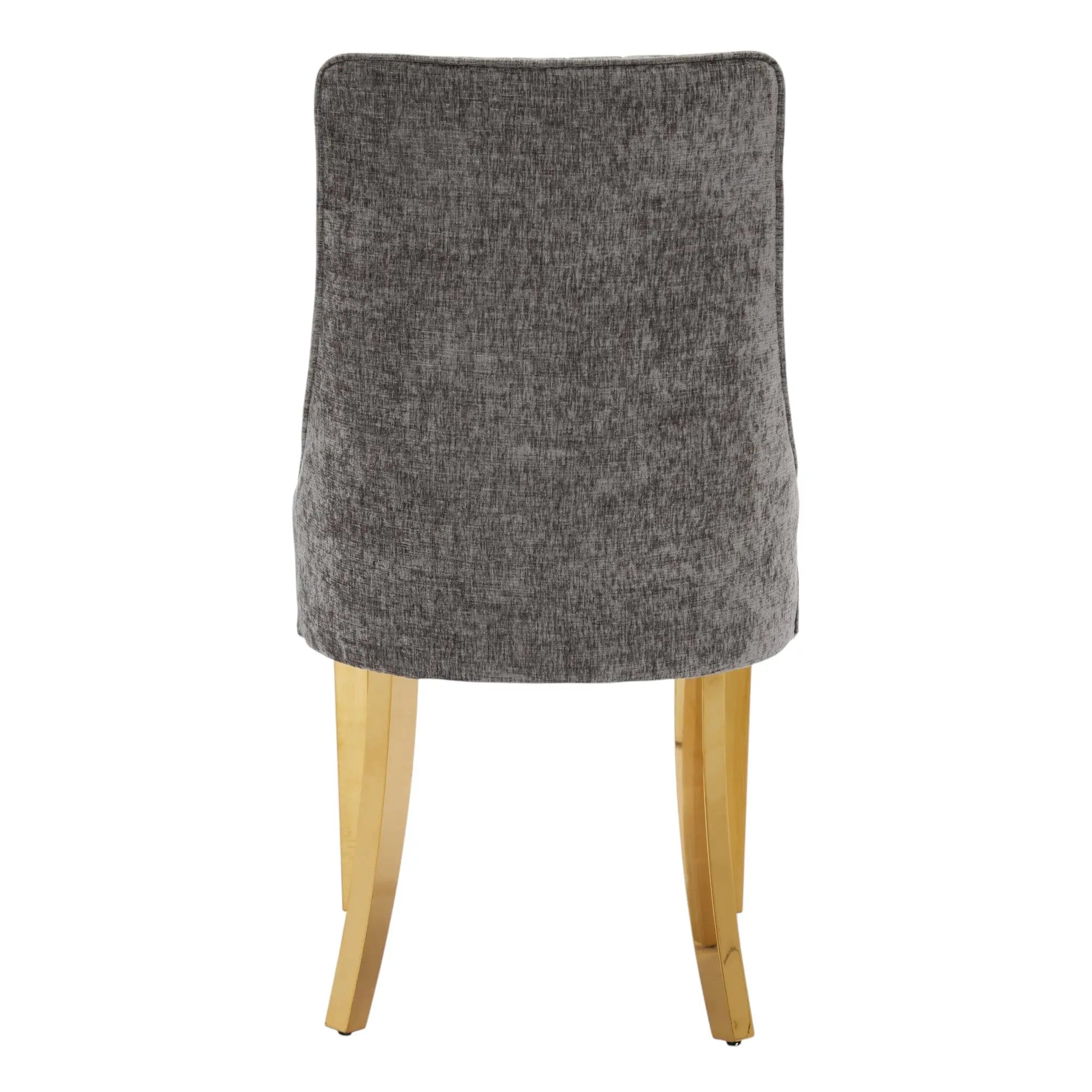 Set of Two Gray and Gold Tufted Stainless Steel Dining Side Chairs Homeroots Kitchen & Dining