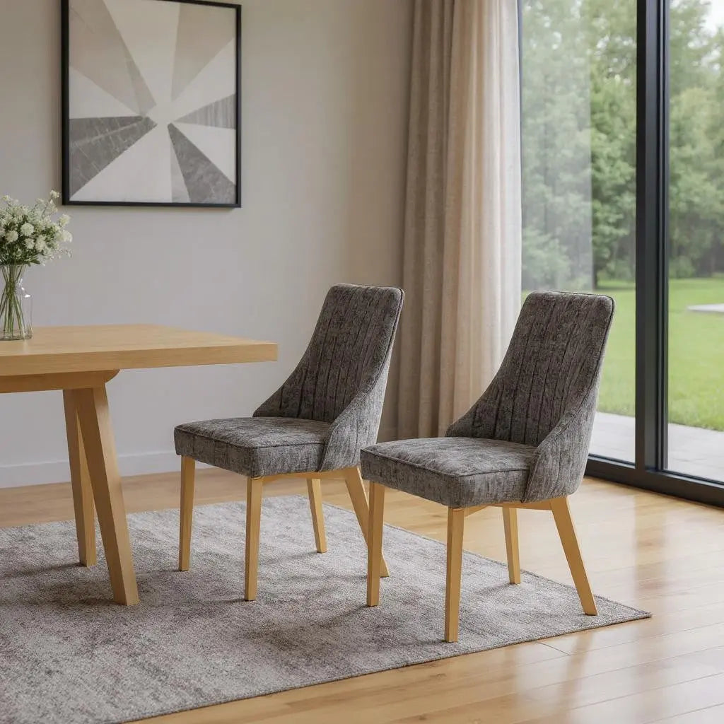 Set of Two Gray and Gold Tufted Stainless Steel Dining Side Chairs Homeroots Kitchen & Dining